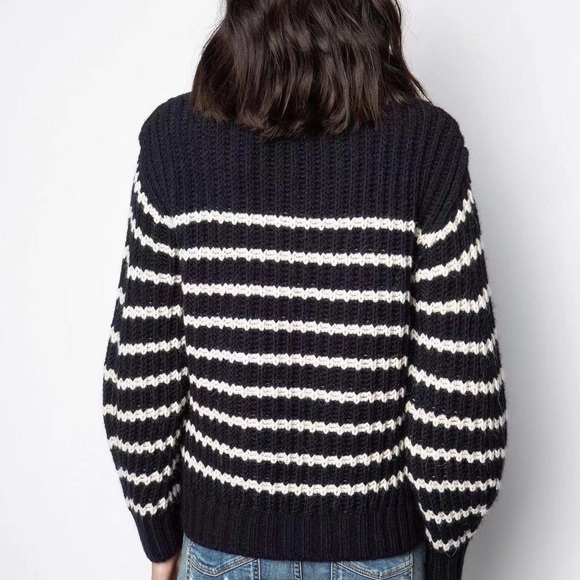 NWT Zadig & Voltaire Marlon Striped Sweater Pullover - Picture 4 of 6